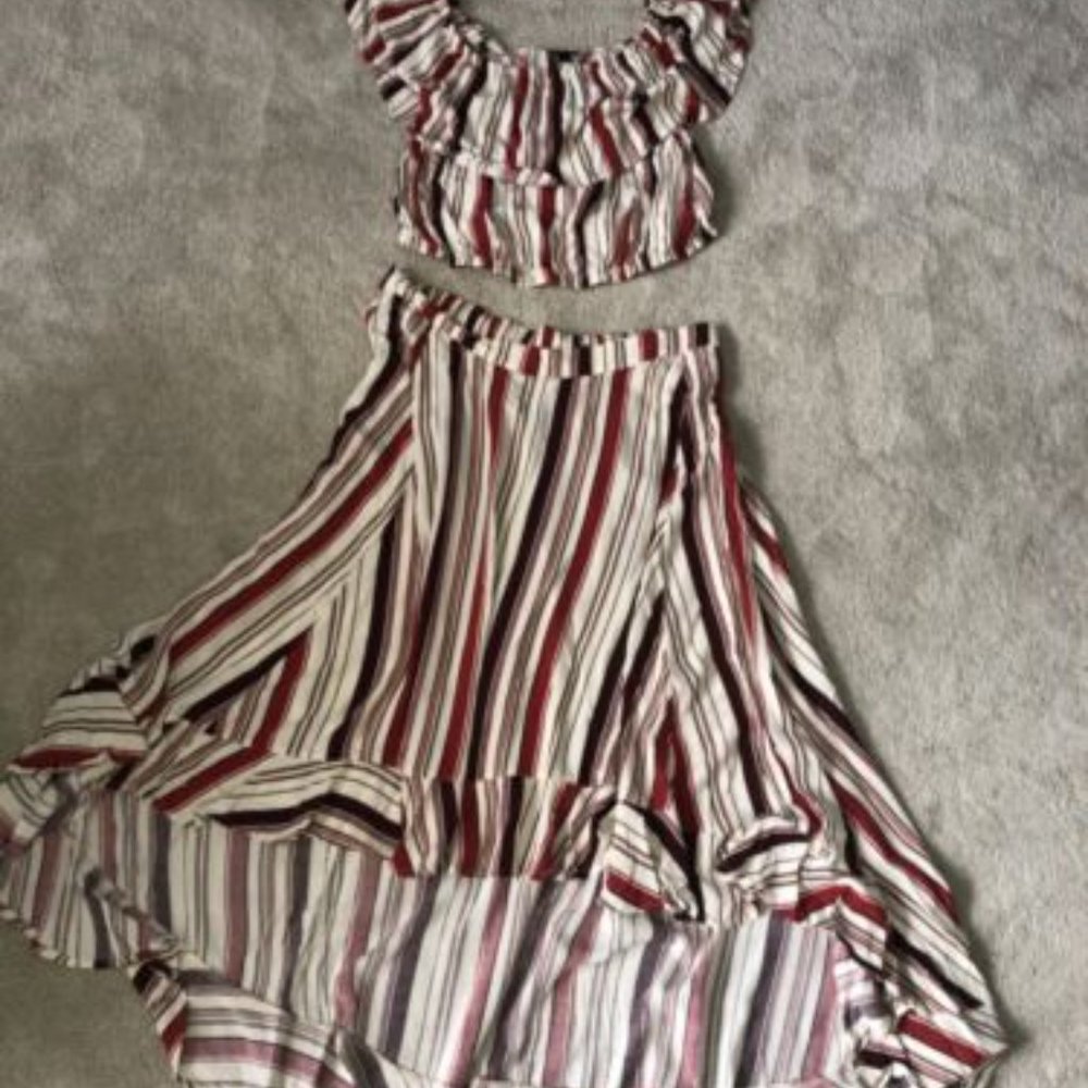 Torrid  Challis 2X Plus Size 2 Pc. Skirt Top Set Striped High Low